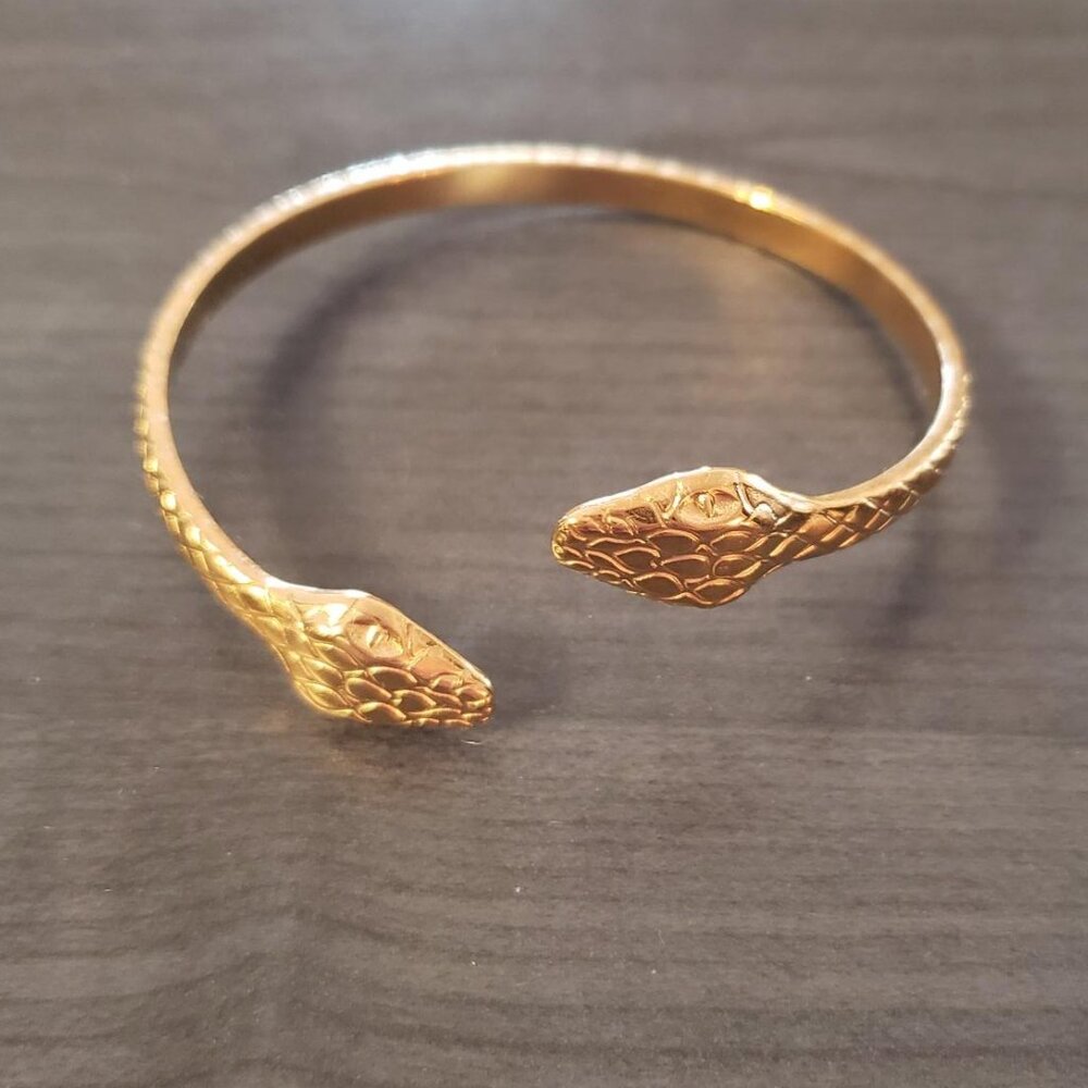 NWT Gold Snake Adjustable Cuff Bracelet Stainless Steel